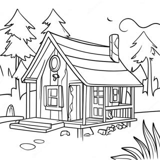 Page à colorier de cabane confortable | Page de coloriage Confortable