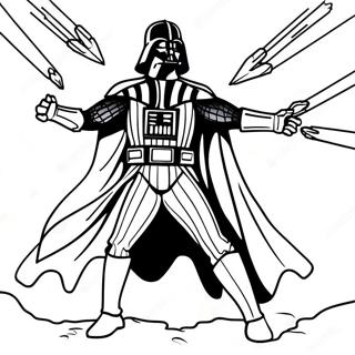 Page à colorier de Dark Vador en bataille | Page de coloriage Logo Star Wars