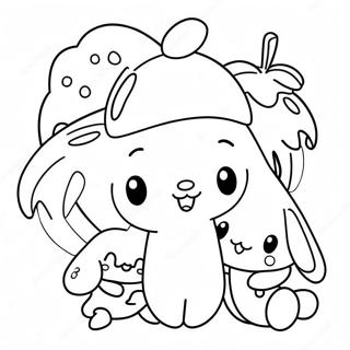 Page à colorier Cinnamoroll avec Amis Mignons | Page de coloriage Cinnamoroll