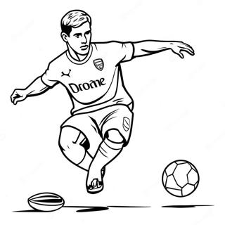 Page à colorier d'un joueur d'Arsenal frappant le ballon | Page de coloriage Arsenal