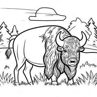 Page à colorier Bison Majestueux à Yellowstone | Page de coloriage Yellowstone