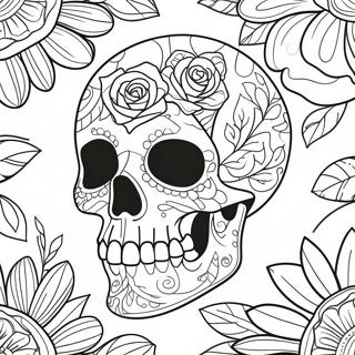 Page à colorier de crâne de rose | Page de coloriage Crâne Rose