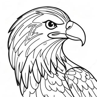 Page à colorier d'un aigle avec des plumes élégantes | Page de coloriage Lettre E