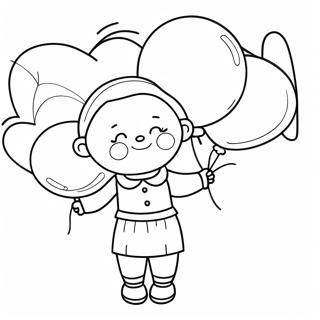 Tante avec des ballons colorés Page à colorier | Page de coloriage Tante