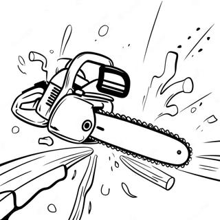 Page à colorier tronçonneuse cool en action | Page de coloriage Tronçonneuse