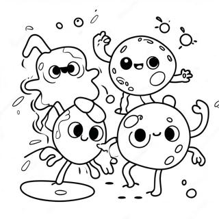 Page à colorier germes heureux dansant | Page de coloriage Feuille de Germes