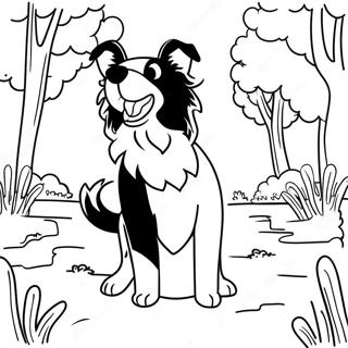 Page à colorier d'un Border Collie joueur dans le parc | Page de coloriage Border Collie