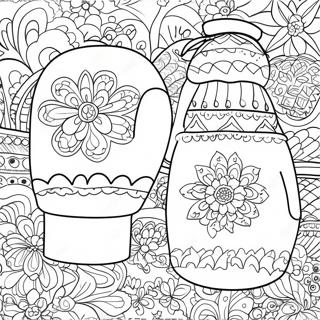 Page à colorier des motifs de gant colorés | Page de coloriage La Mitten