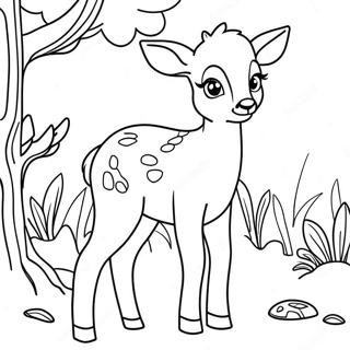 Page à colorier d'un faon | Page de coloriage Faon