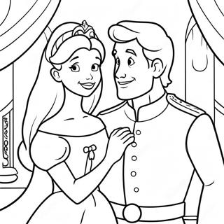 Charmante princesse et prince Disney à colorier | Page de coloriage Couples Disney