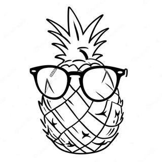 Page à colorier d'ananas mignon avec des lunettes de soleil | Page de coloriage Ananas