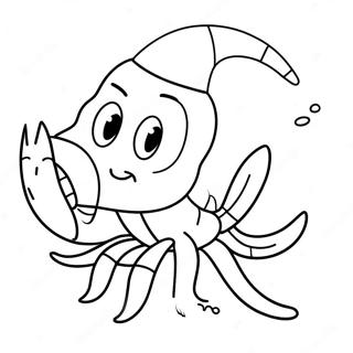 Page à colorier crevette mignonne en dessin animé | Page de coloriage Crevette