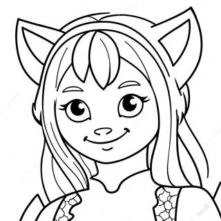 Page à colorier Fille chat | Page de coloriage Fille Chat