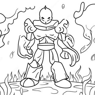 Page à colorier de la bataille épique contre la tempête Wither | Page de coloriage Tempête de Wither