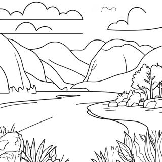 Page à colorier de la scène colorée de la rivière Missouri | Page de coloriage Missouri