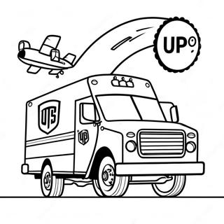 Page à colorier de camion de livraison UPS | Page de coloriage UPS