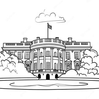 Page à colorier de la Maison Blanche | Page de coloriage Maison Blanche