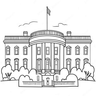 Page à colorier de la Maison Blanche présidentielle | Page de coloriage Maison Blanche