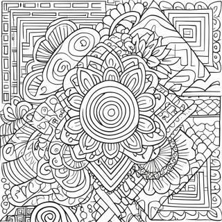 Page à colorier des motifs traditionnels Hmong | Page de coloriage Hmong