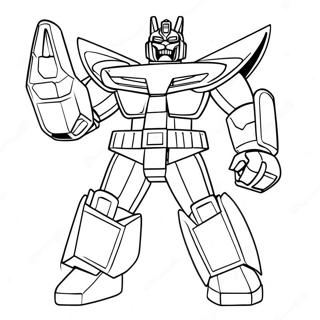 Page à colorier de Megazord puissant en action | Page de coloriage Megazord