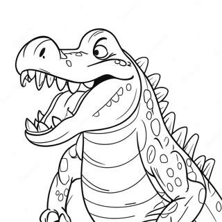 Page à colorier de crocodile effrayant avec des dents acérées | Page de coloriage Crocodile Effrayant