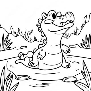 Page à colorier de crocodile en colère dans le marais | Page de coloriage Crocodile Effrayant