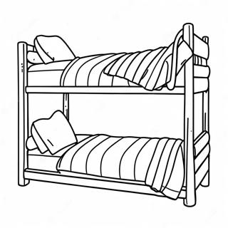 Page à colorier de lit superposé confortable avec des couvertures | Page de coloriage Lit superposé