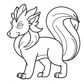 Page à colorier majestueuse de Ninetales | Page de coloriage Ninetales