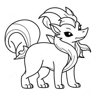 Page à colorier de Ninetales avec une queue enflammée | Page de coloriage Ninetales