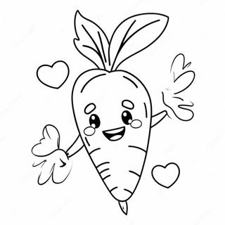 Page à colorier Carotte mignonne avec un sourire | Page de coloriage Carotte