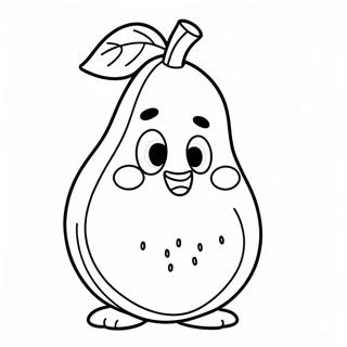 Page à colorier Poire de dessin animé mignonne | Page de coloriage Poire