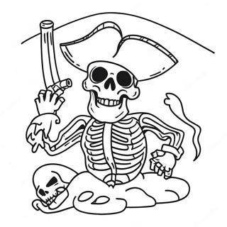 Page à colorier Squelette de pirate | Page de coloriage Squelette de Pirate