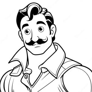Page à Colorier de Gaston avec Sa Moustache Iconique | Page de coloriage Gaston
