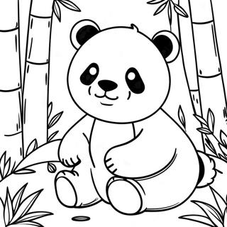 Page à Colorier de Panda Mignon Parmi le Bambou | Page de coloriage Bambou