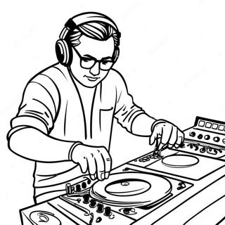 Page à colorier DJ mixant de la musique | Page de coloriage DJ