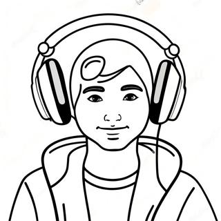 Page à colorier d'un DJ cool avec des écouteurs | Page de coloriage DJ