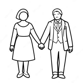 Page à colorier Couple se tenant la main | Page de coloriage Romance