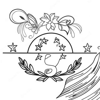 Page à colorier du drapeau national du Honduras | Page de coloriage Honduras