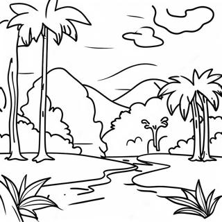 Page à colorier d'un paysage coloré du Honduras | Page de coloriage Honduras