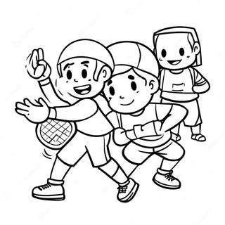 Page à colorier des enfants du YMCA jouant au sport | Page de coloriage YMCA