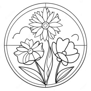 Page à colorier un attrape-soleil coloré avec des fleurs | Page de coloriage Attrape-soleil