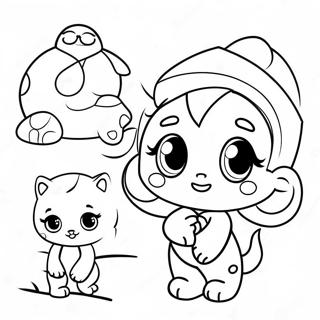 Page à colorier de personnages Kindi mignons | Page de coloriage Kindi
