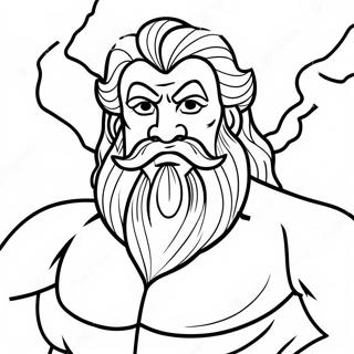 Page à colorier de Zeus puissant avec un éclair | Page de coloriage Zeus