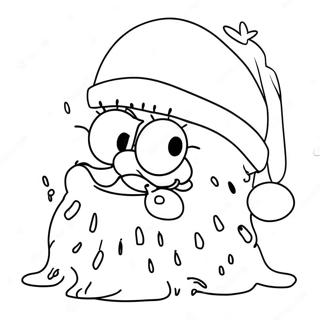 Page à colorier SpongeBob festif avec un chapeau de Noël | Page de coloriage SpongeBob de Noël