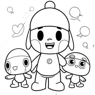 Page à colorier de l'aventure de Pocoyo et ses amis | Page de coloriage Pocoyo