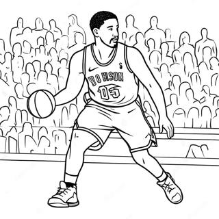 Page à colorier de Klay Thompson en action | Page de coloriage Klay Thompson