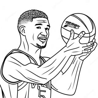 Page à colorier de Klay Thompson tir à trois points | Page de coloriage Klay Thompson