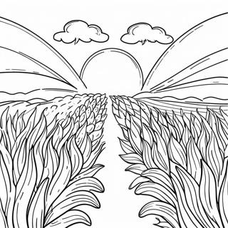 Page à colorier de champ de blé doré | Page de coloriage Blé