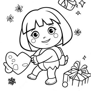 Page à colorier de Dora Noël | Page de coloriage Dora Noël