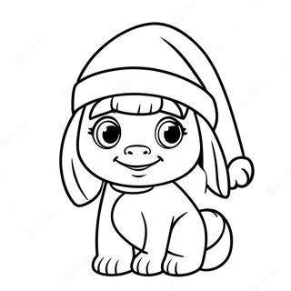 Page à colorier de Dora avec un chapeau de Père Noël festif | Page de coloriage Dora Noël
